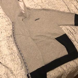 Addias light grey and black hoodie youth size L